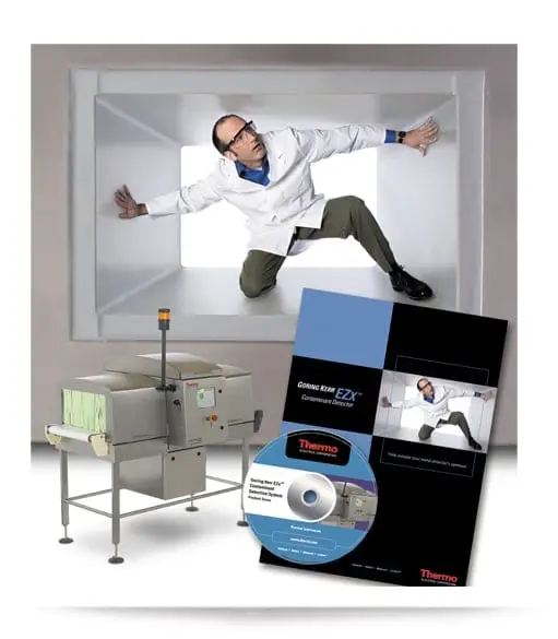 a man in a lab coat jumping in a room with a cd and a dvd